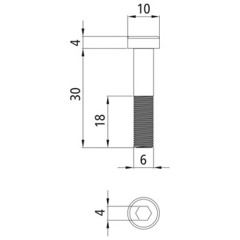 SUER Zylinderschraube, Stahl verzinkt, M 6 × 30 -...