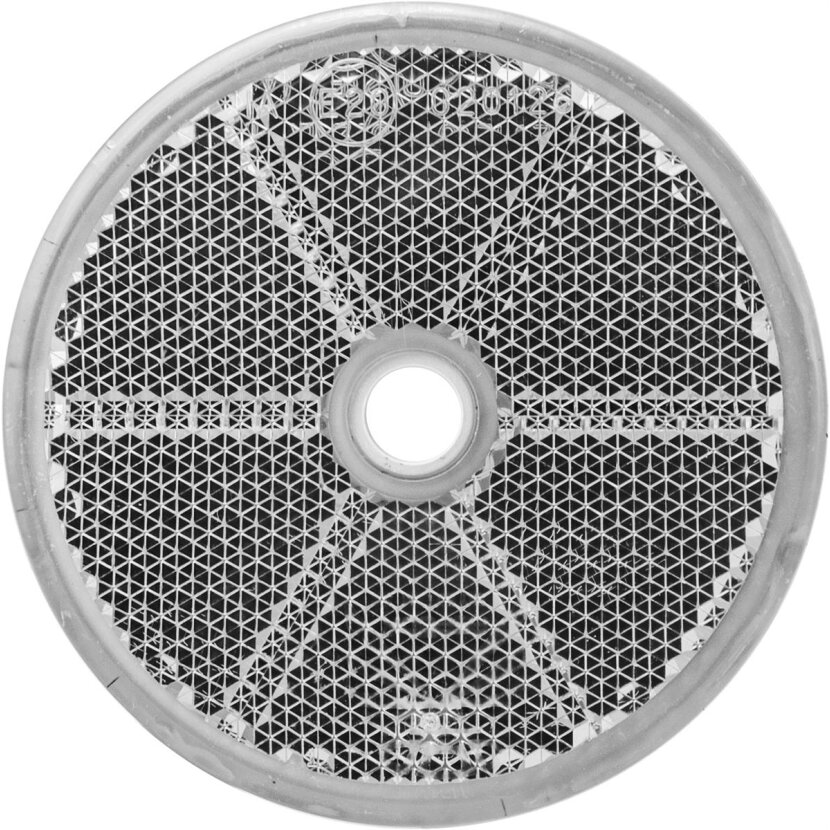 Aspöck Rückstrahler, rund, Durchmesser 60 mm, weiß, mit Befestigungsloch 6 mm - 15-5410-007 - 155410007 - 15-5410-001 - 155410001
