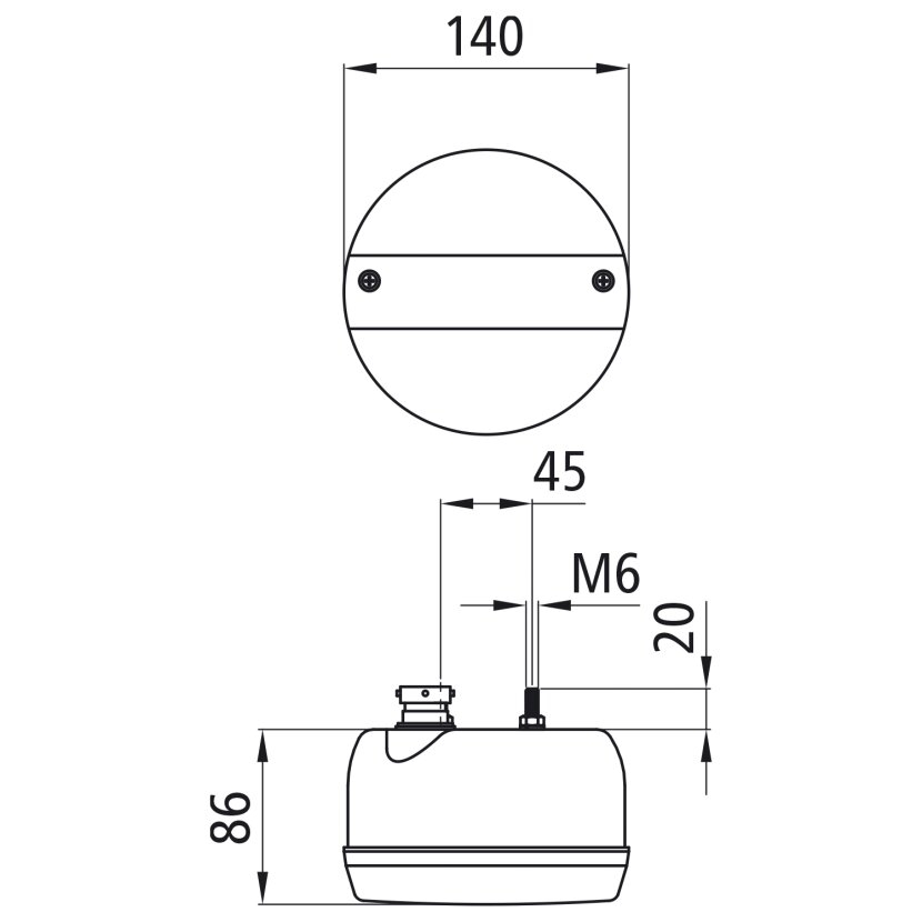 Aspöck 3-Kammer Leuchte, 24 V, 8-polig Baj., 140 mm ø, OEM - 23-8200-517 - 238200517 - 23-8200-511 - 238200511