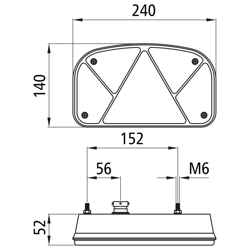 Aspöck Multipoint II, 12 V, links, 5-pol Bajonett,Dreieck,mit KZL unten,OEM - 24-7000-207 - 247000207 - 24-7000-201 - 247000201