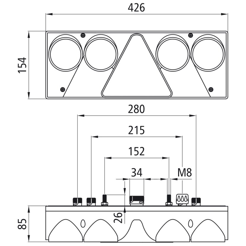Aspöck Europoint II, 24 V, links, 7-pol., 4x 2-pol., Teil-LED/Hybrid - 25-6010-507 - 256010507 - 25-6010-501 - 256010501