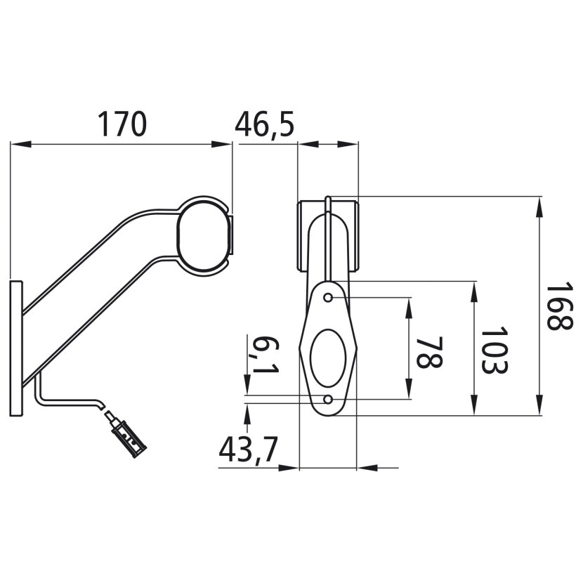 Aspöck Superpoint II, 24 V, rechts, rot/weiß/gelb, 1,25 m, P&R - 31-3404-004 - 313404004 - 31-3404-007 - 313404007