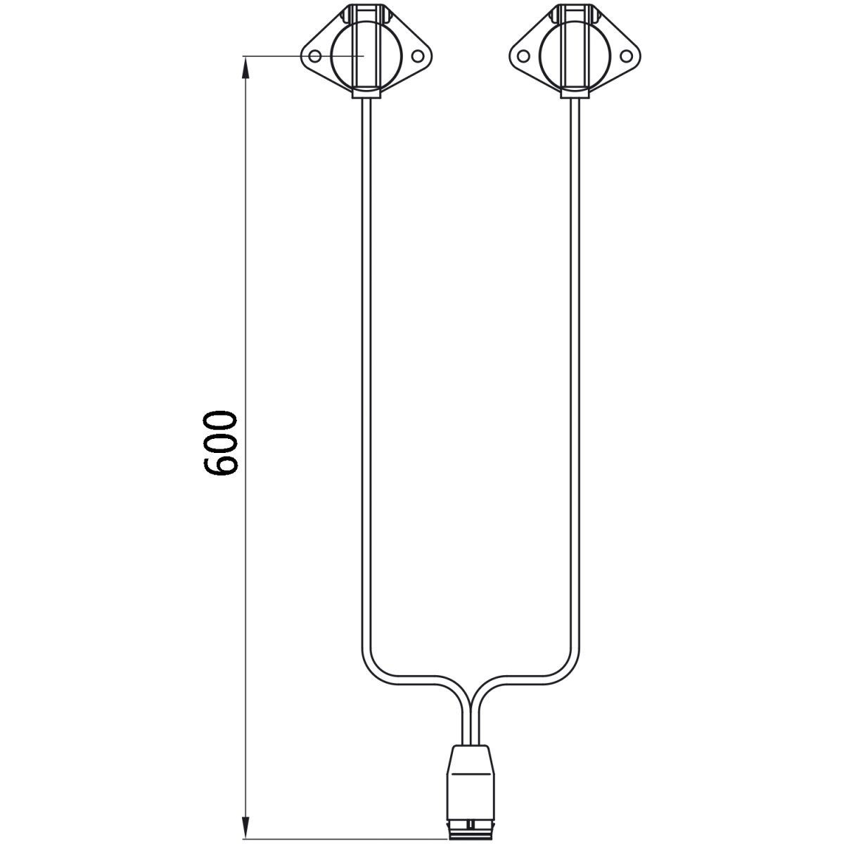 ASPÖCK Versorgungskabel, 2 x 7-pol.Steckdose ASS LP 20, 600 mm 