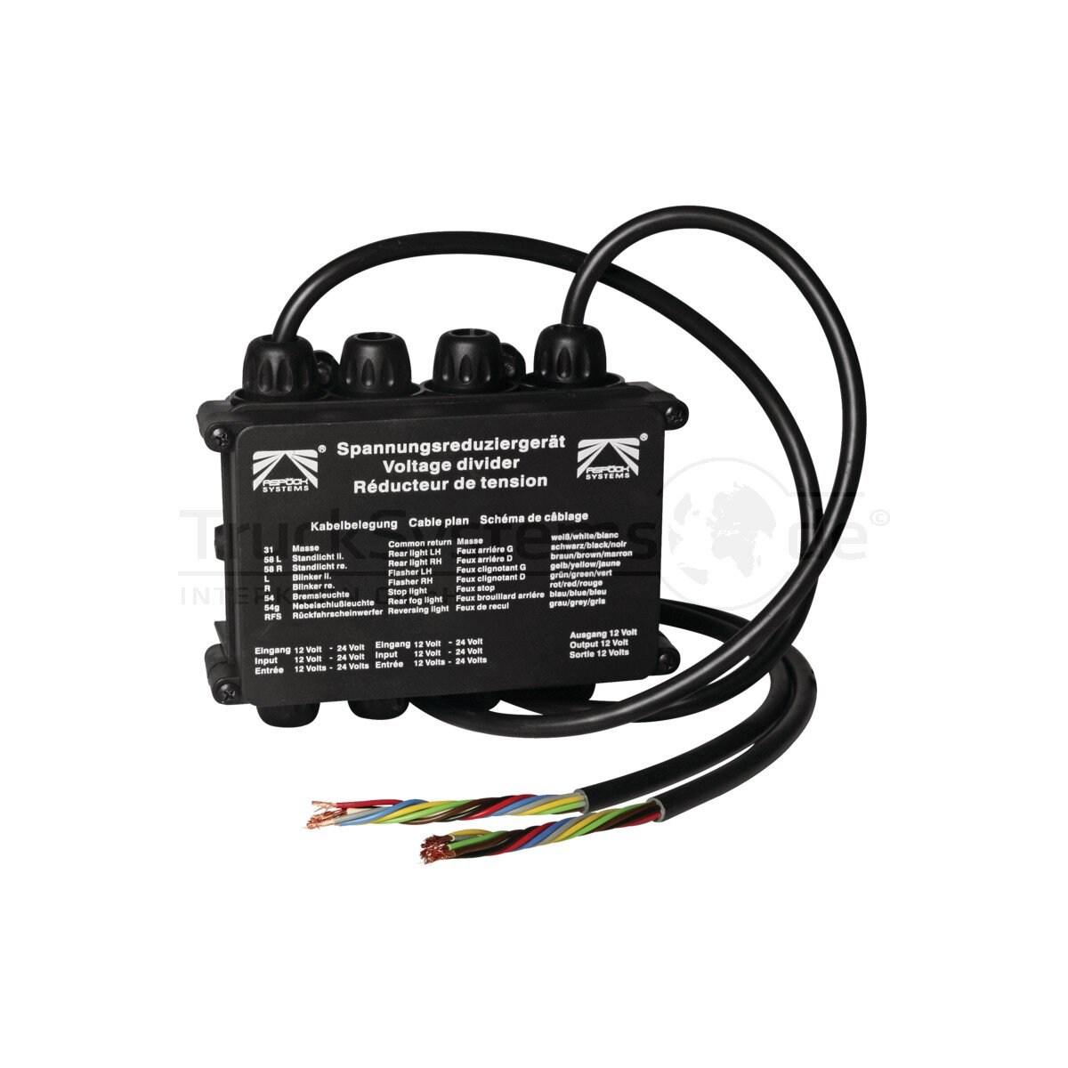 ASPÖCK Spannungswandler, 24 V auf 12 V, Kabel 2 x 0,9 m, open end