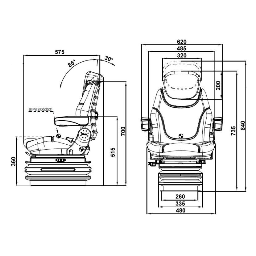 Schleppersitz Komfortsitz Black Star BS1231 M PVC