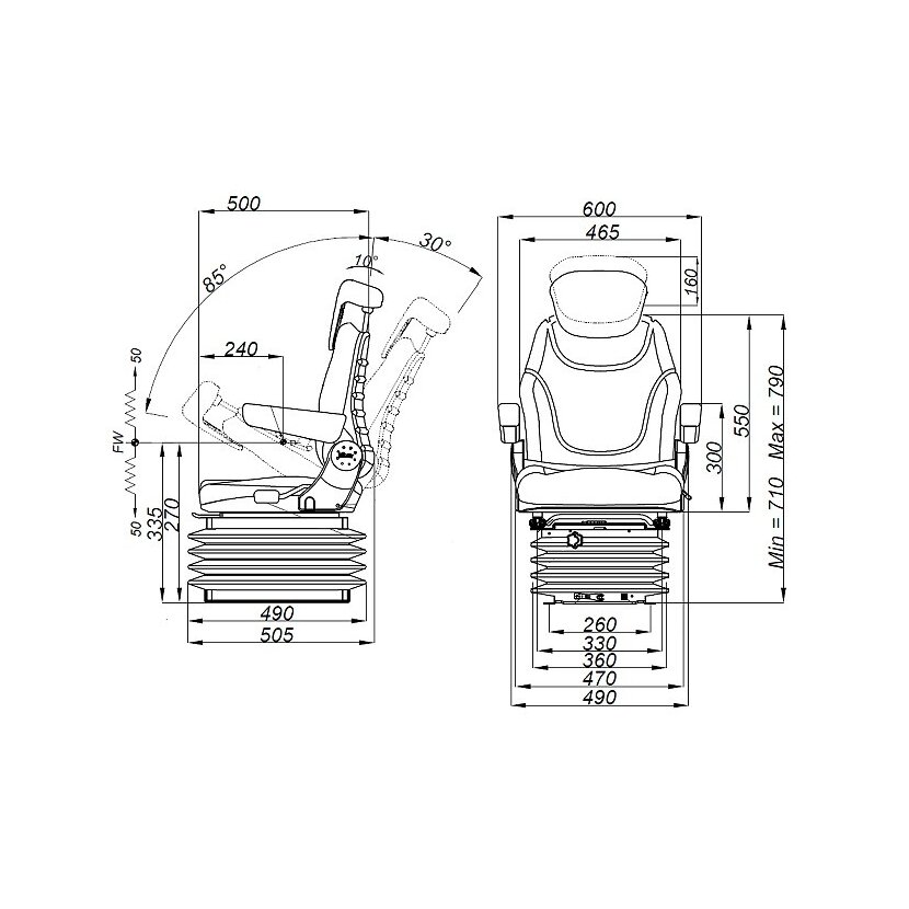 Schleppersitz Komfortsitz Black Star BS 1231 M