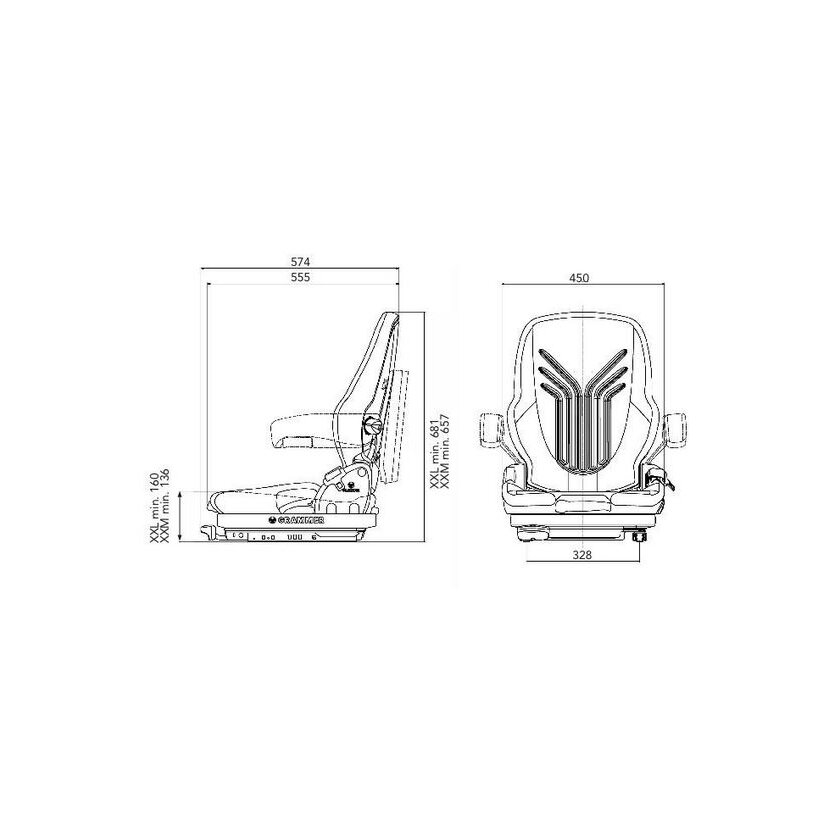 GRAMMER Baumaschinen Sitz Primo XL 12V - 1091017 - MSG 75G/521