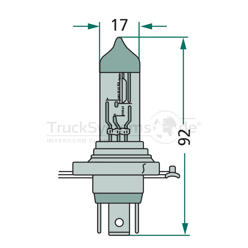 Halogenlampe H4 12 Volt 60/ 55 Watt  - 47712V60/55WH4 - 13342 01 - 47712V6055WH4