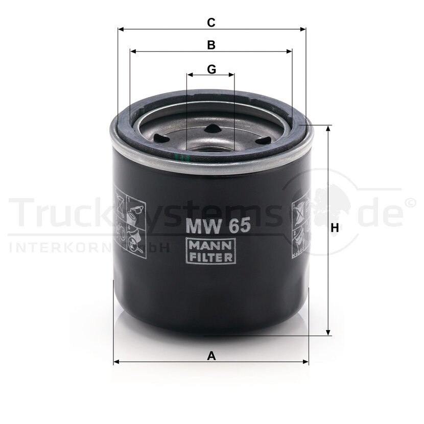 MANN-FILTER Ölfilter MW 65 - MW65 für 16500-45820