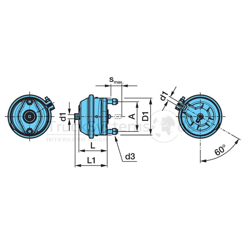BPW Membranzylinder 20" M16 x 1 5 Form A - 05.444.34.01.0 - 0544434010