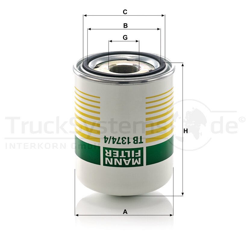 MANN-FILTER Lufttrocknerpatrone, Druckluftanlage TB 1374/4 x - TB1374/4x für 81.52102-0016
