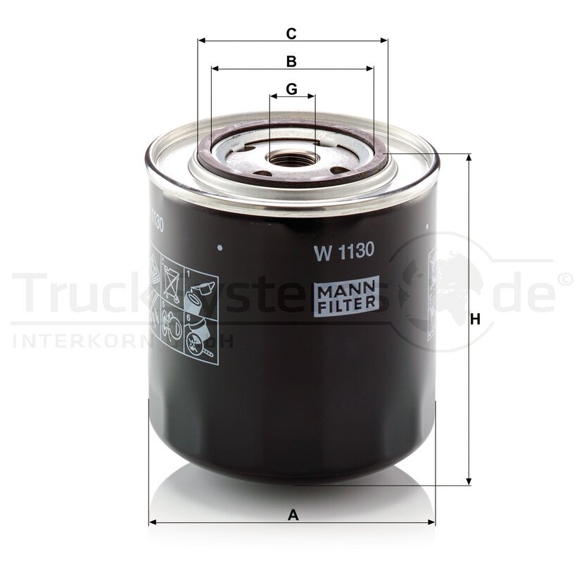 MANN-FILTER Ölfilter W 1130 - W1130 für 4434825