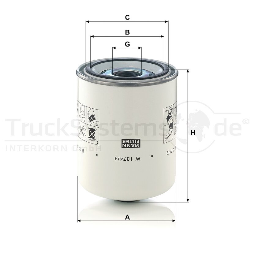 MANN-FILTER Filter, Arbeitshydraulik W 1374/9 - W1374/9 für 04439569