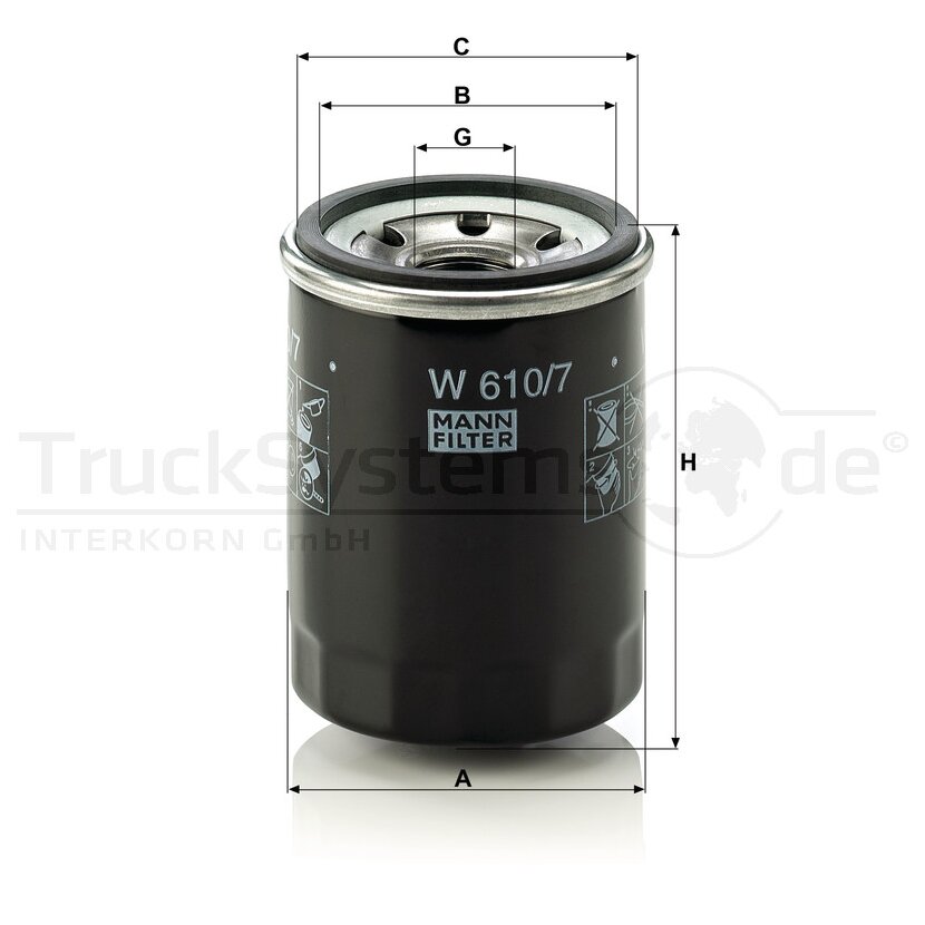 MANN-FILTER Ölfilter W 610/7 - W610/7 für 26300-02750