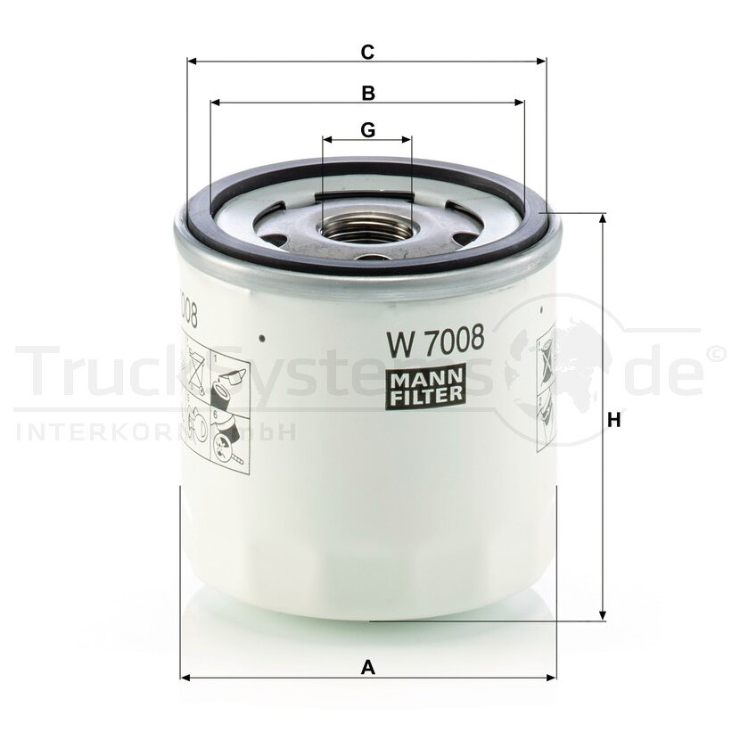 MANN-FILTER Ölfilter W 7008 - W7008 für 1007 705