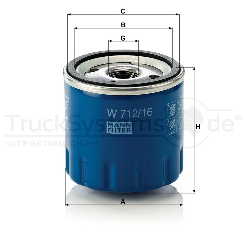 MANN-FILTER Ölfilter W 712/16 - W712/16 für 46808398
