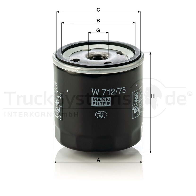 MANN-FILTER Ölfilter W 712/75 - W712/75 für MLS 000-530