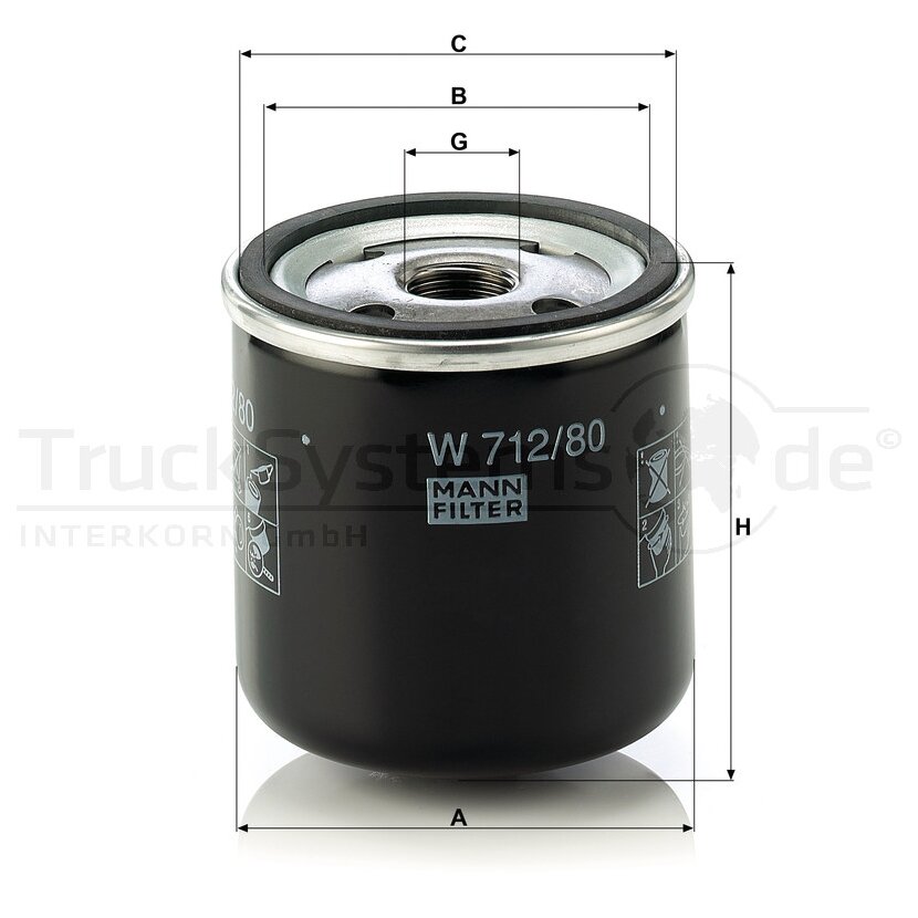 MANN-FILTER Ölfilter W 712/80 - W712/80 für 30548485