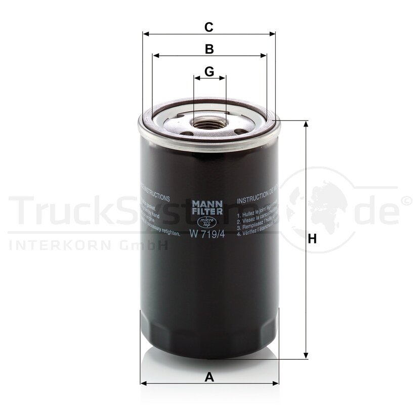 MANN-FILTER Ölfilter W 719/4 - W719/4 für 5417 584