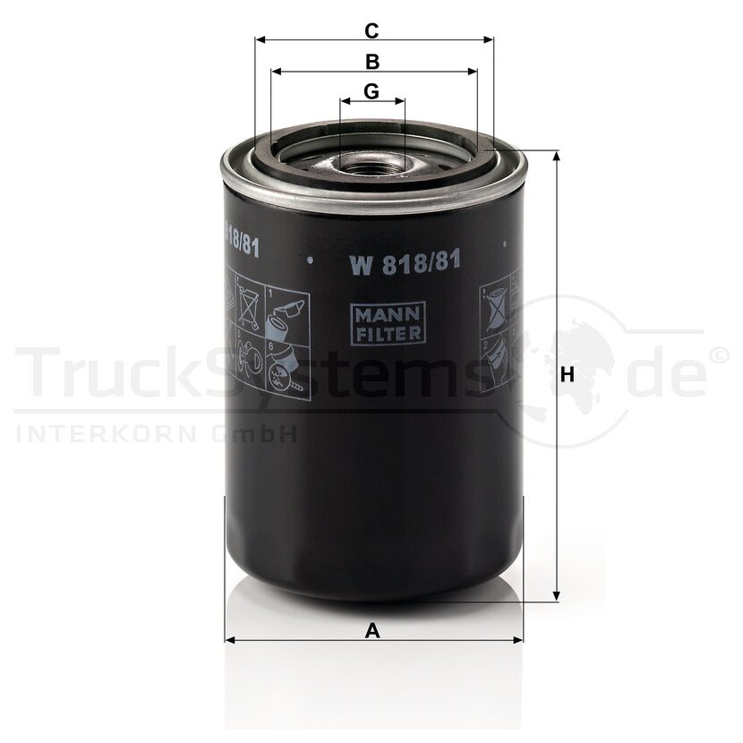 MANN-FILTER Ölfilter W 818/81 - W818/81 für MLS 000-451 A