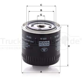 MANN-FILTER Ölfilter W 920 - W920 für 5951685
