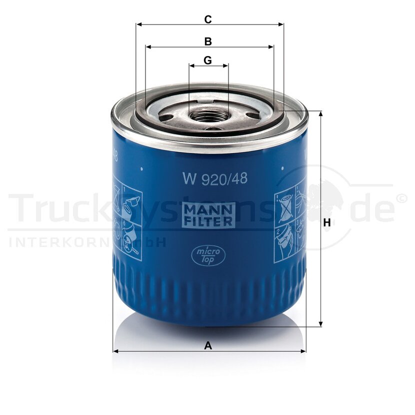 MANN-FILTER Ölfilter W 920/48 - W920/48 für 116090603000