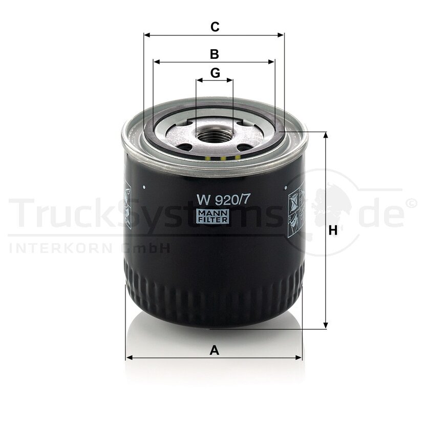 MANN-FILTER Ölfilter W 920/7 - W920/7 für 53999N