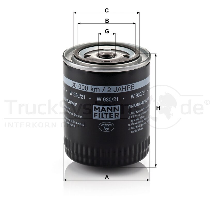 MANN-FILTER Ölfilter W 930/21 - W930/21 für 078 115 561 D