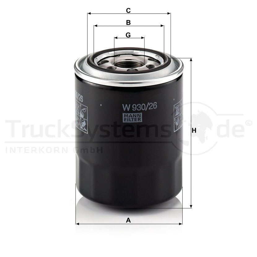 MANN-FILTER Ölfilter W 930/26 - W930/26 für 26300-42030