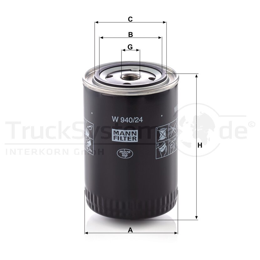 MANN-FILTER Ölfilter W 940/24 - W940/24 für 116760603000