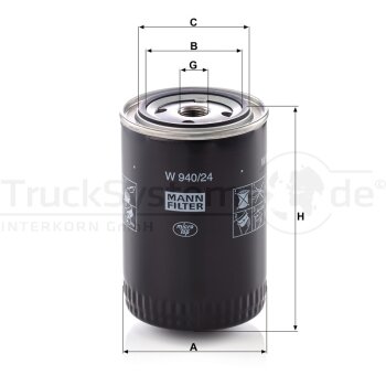 MANN-FILTER Ölfilter W 940/24 - W940/24 für...