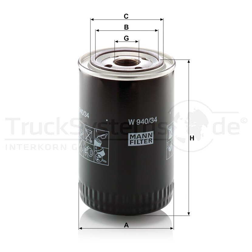 MANN-FILTER Ölfilter W 940/34 - W940/34 für 14503447