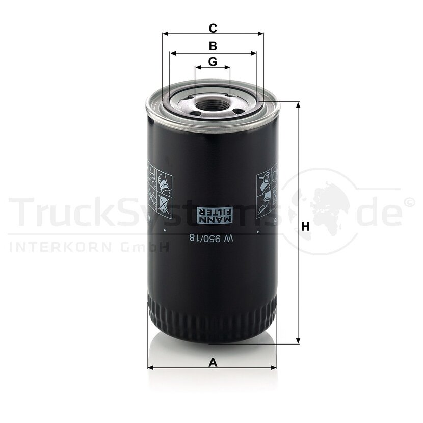 MANN-FILTER Ölfilter W 950/18 - W950/18 für CBU 1124