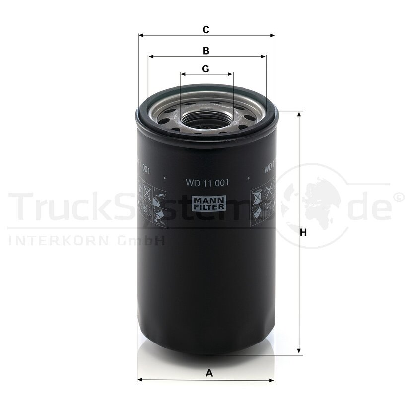 MANN-FILTER Filter, Arbeitshydraulik WD 11 001 - WD11001 für 3551956M91