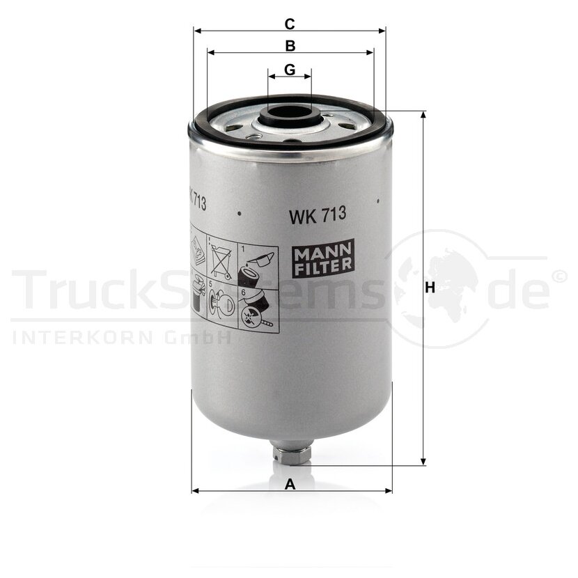 MANN-FILTER Kraftstofffilter WK 713 - WK713 für 31261191