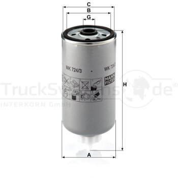 MANN-FILTER Kraftstofffilter WK 724/3 - WK724/3 für...