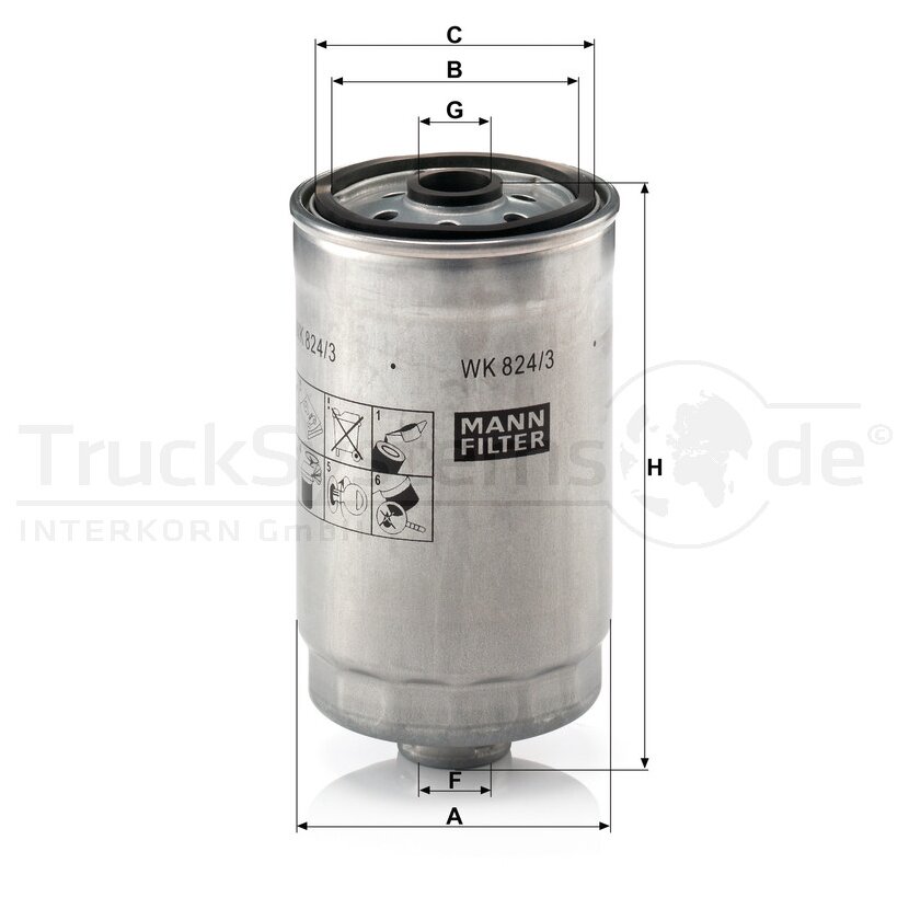 MANN-FILTER Kraftstofffilter WK 824/3 - WK824/3 für 31922-2B900
