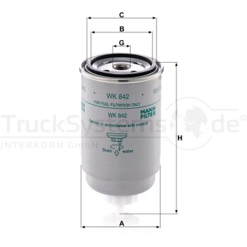 MANN-FILTER Kraftstofffilter WK 842 - WK842 für 1906 C6