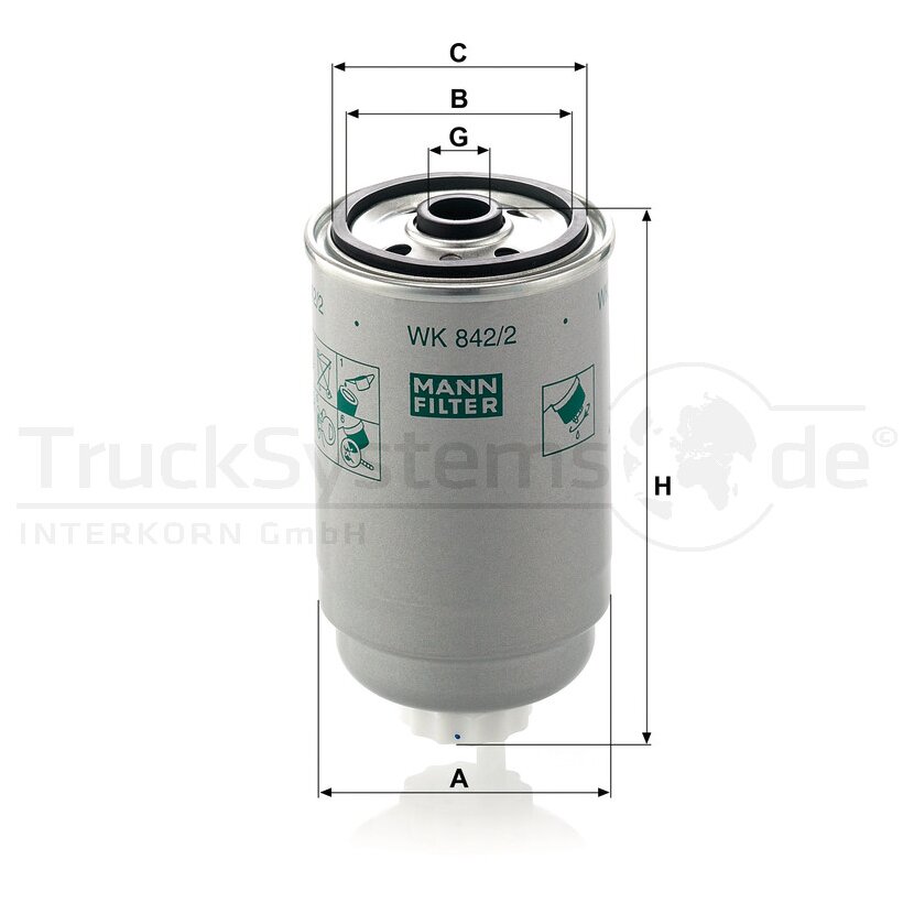 MANN-FILTER Kraftstofffilter MANN WK 842/2 (10) - WK842/2 - WK8422