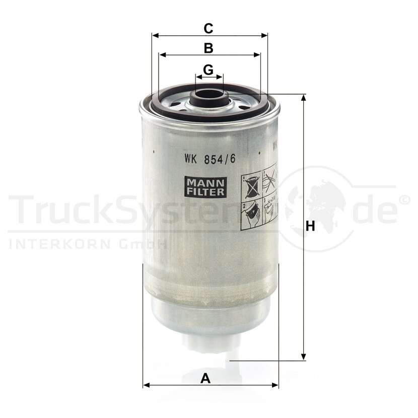 MANN-FILTER Kraftstofffilter WK 854/6 - WK854/6 für 1906 67