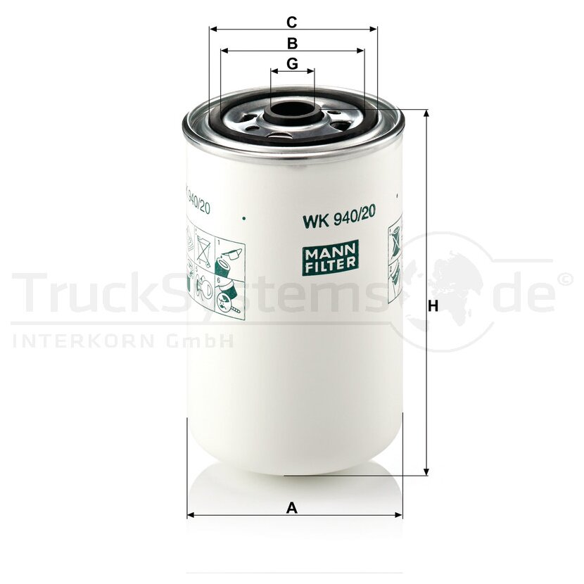 MANN-FILTER Kraftstofffilter WK 940/20 - WK940/20 für 4 253 8923