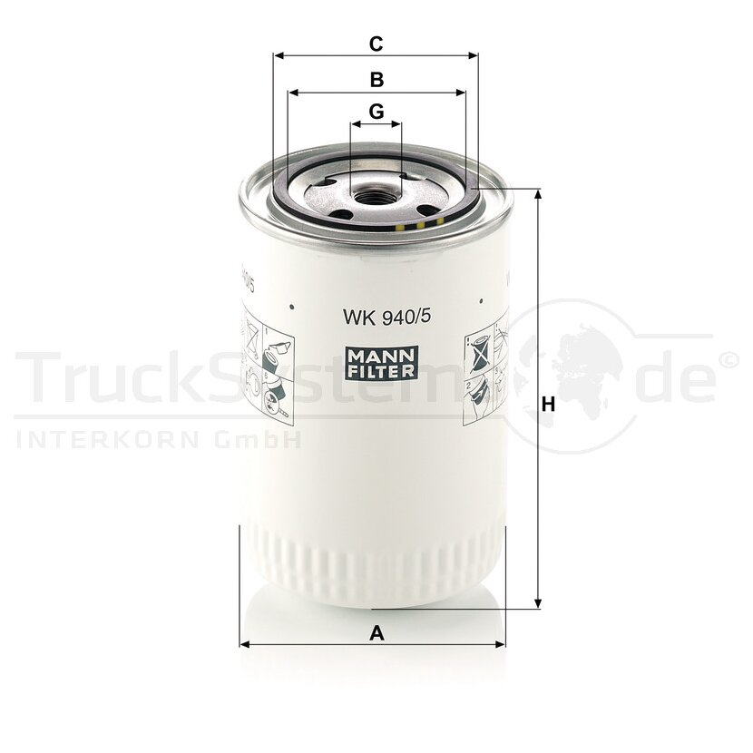 MANN-FILTER Kraftstofffilter WK 940/5 - WK940/5 für 6124 136