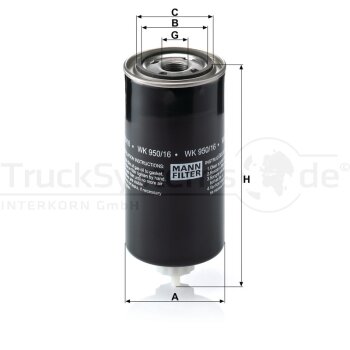 MANN-FILTER Kraftstofffilter WK 950/16 x - WK950/16x...