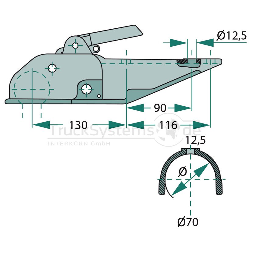 AL-KO Kupplung WW 200-C 7, Deichseldurchmesser 70 mm, rund - 1860792