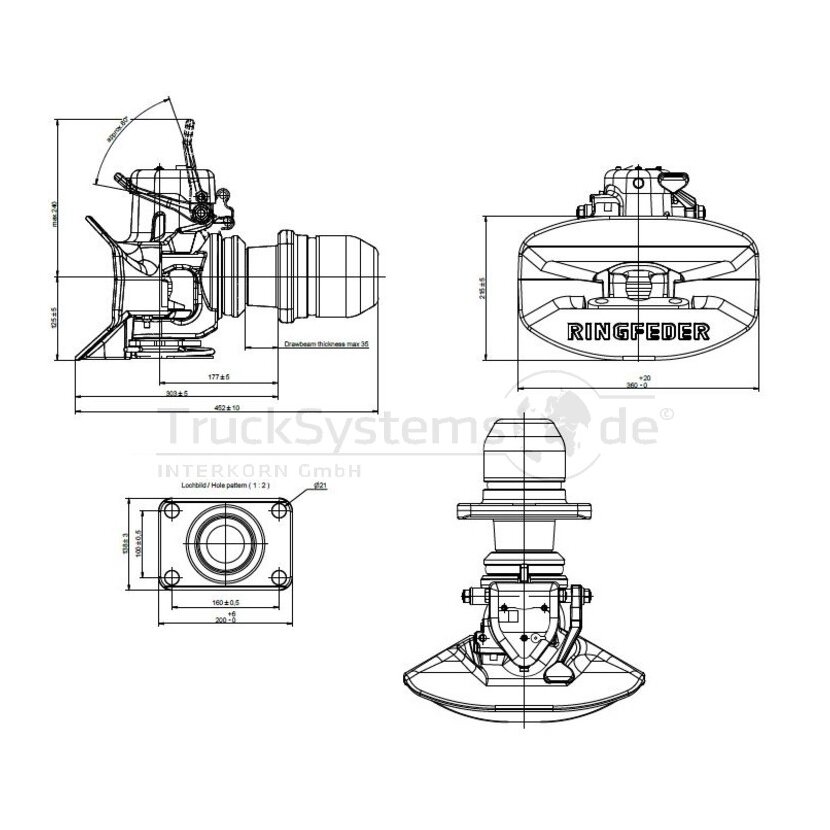 RINGFEDER Anhängerkupplung automatisch 4040G150A - 4040/G 150 A