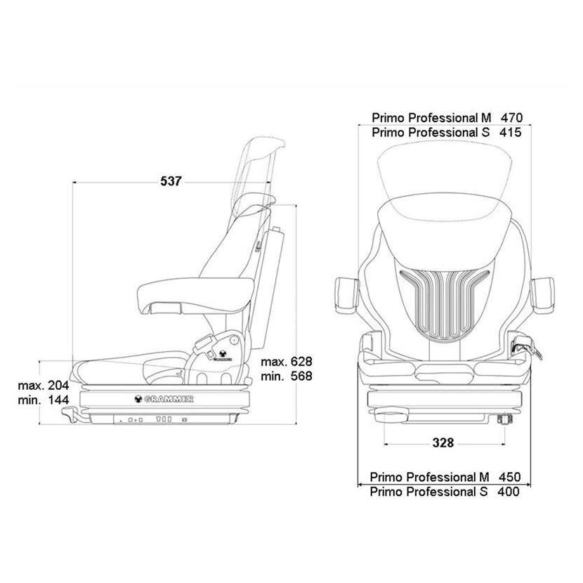GRAMMER Kleinschlepper Sitz Primo Professional M PVC - 1212688 - MSG 75GL/521
