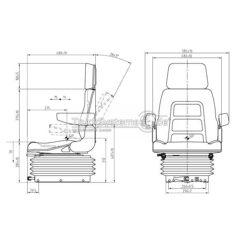 Schleppersitz Cross-Mec DS85 - Stoff mechanisch gefedert - Traktorsitz Staplersitz Baumaschinensitz