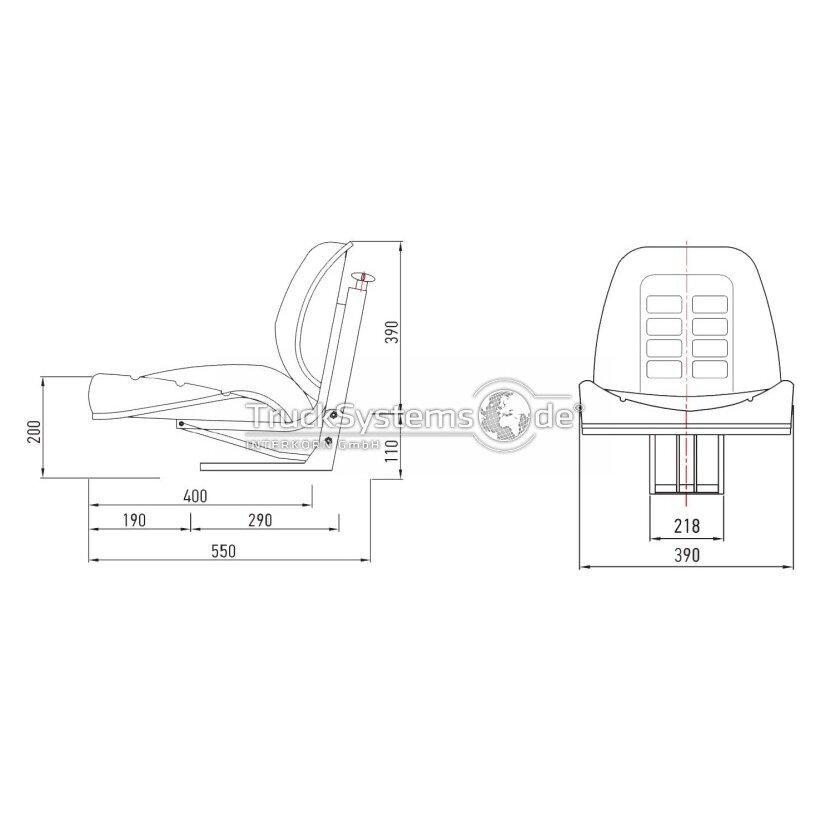 Mechanisch gefedert - Schleppersitz Traktorsitz Staplersitz Baumaschinensitz PVC schmal - MSV510S