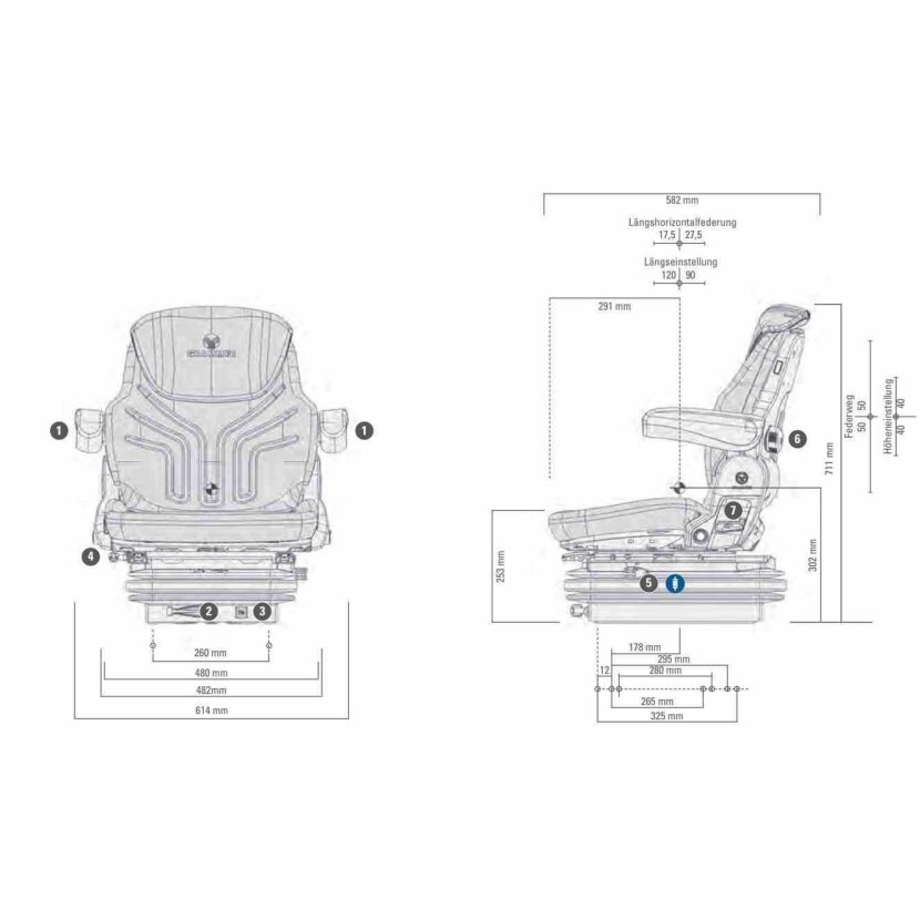 GRAMMER Traktor Sitz Maximo Basic NEW - 1288549 - MSG 85/721