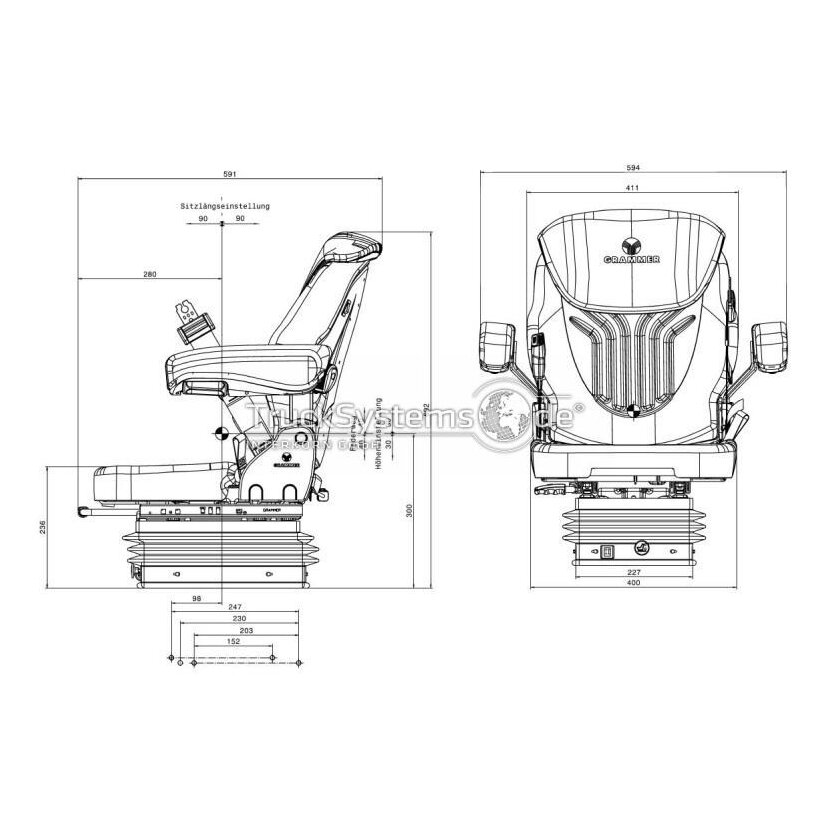 GRAMMER Traktor Sitz Compacto Comfort S luftgefedert - NEW - 1289043 - MSG 93/511